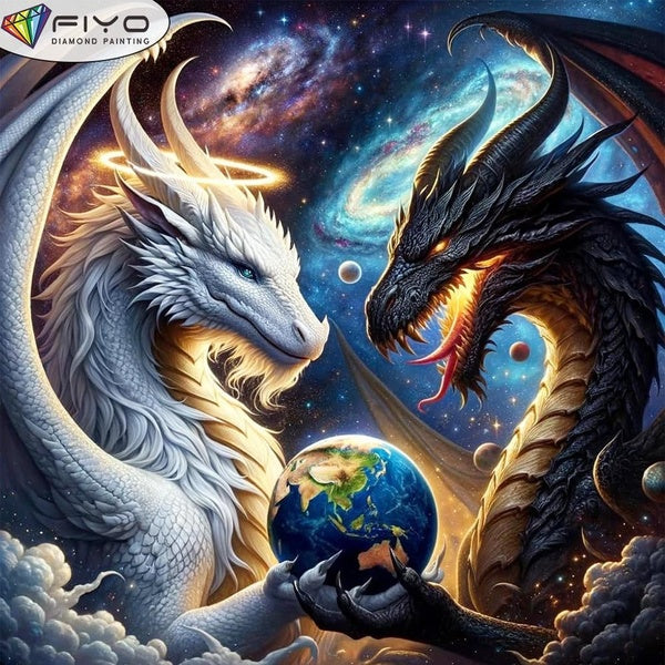 FIYO DIY 5D Earth Guardian Dragon Diamond Painting Full Drill with Number Kits Home and Kitchen Fashion Mosaic Diamond Painting Canvas Wall Decoratio