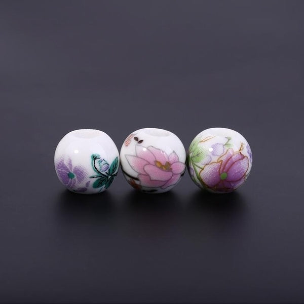 10Pcs Ceramic Applique Beads Blue and White Porcelain Loose Beads No. 5 Chinese Knot Large Hole Beads Ethnic Style Accessories Diy Matron Inn
