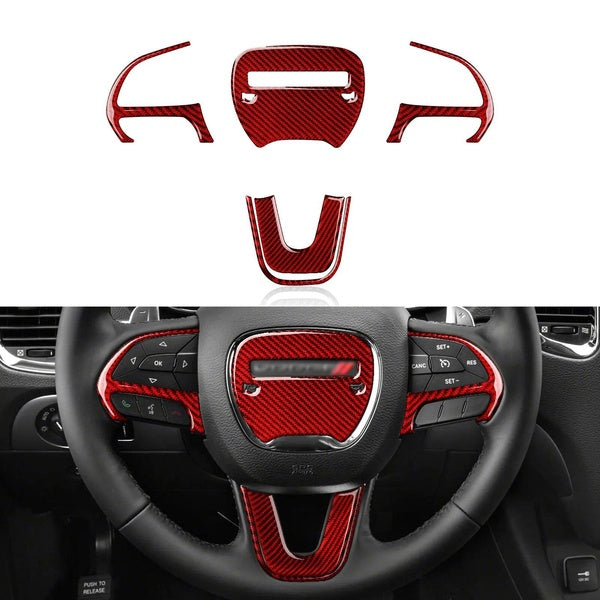 For Dodge Challenger 2021-2015,Dodge Durango 2014-2021 Accessories Car Steering Wheel Decals Carbon Fiber Stickers