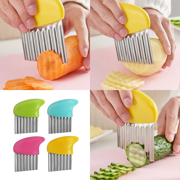 1 PC Portable Ondulés Frites Cutter En Acier Inoxydable Trancheuse De Pommes De Terre Hachoir À Légumes Coupe De Pommes De Terre Durable Gadgets De C