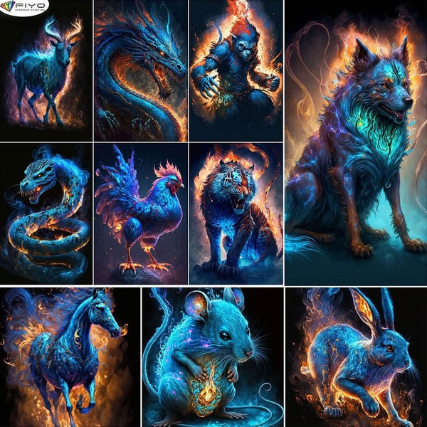 FIYO Beast Girl DIY 5D Diamond Painting Full Drill with Number Kits Home and Kitchen Fashion Mosaic Diamond Painting Canvas Wall Decoration Gift Craf