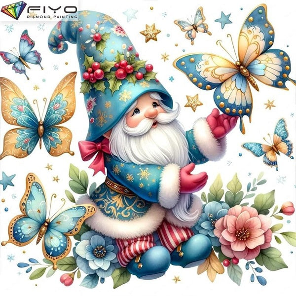 FIYO Little Butterfly Gnome DIY 5D Diamond Painting Full Drill with Number Kits Home and Kitchen Fashion Mosaic Diamond Painting Canvas Wall Decorati