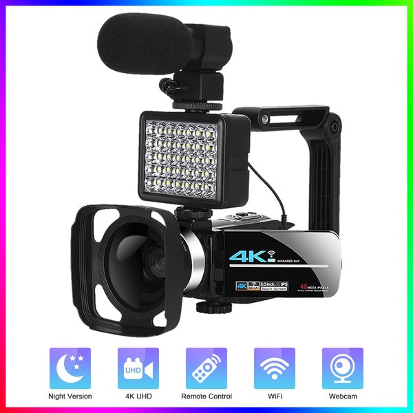 Digital Video Camera for YouTube Vlogging 4K Webcam Support Zoom Live Stream for Business 4K Camera Camcorder with Microphone 30MP 3.0 Inch 270 Degre