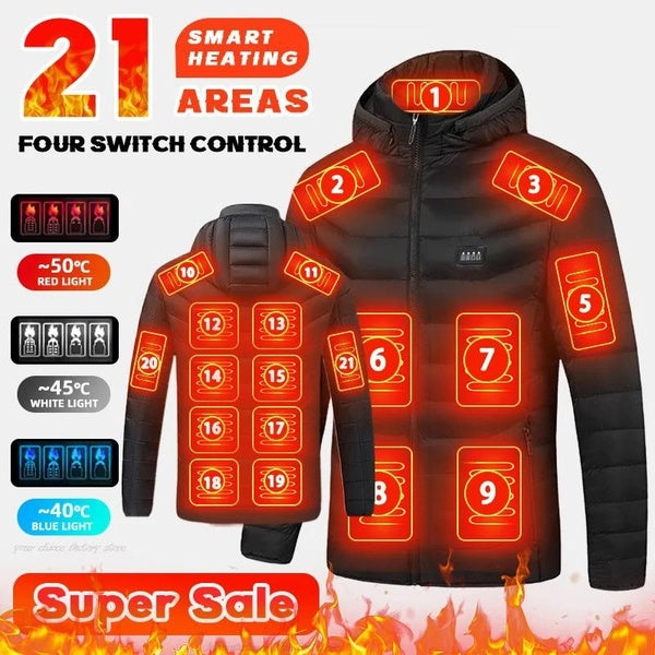 9-21 Areas Heated Jacket Women Men Heating Jacket Winter Warm Hoodie Coat For Hunting Hiking Camping Thermal Usb Heating Vest