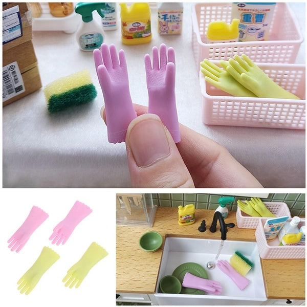 1:12 Dollhouse Mini Rubber Gloves 1:6 Dollhouse Kitchen Model Toy Miniatures Doll House Accessories Kids Toy Matron Inn