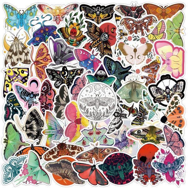 10-25-50 Retro Butterfly Stickers Moths Graffiti Stickers for DIY Luggage Laptop Skateboard Motorcycle Bicycle Stickers