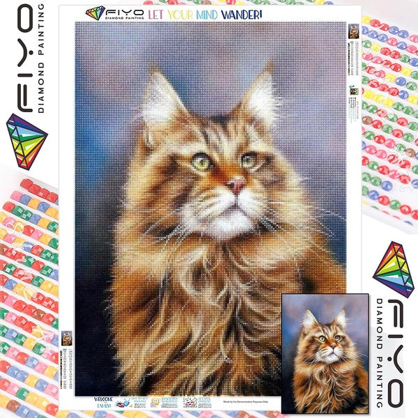 FIYO DIY 5D Doll Cat Diamond Painting Full Drill with Number Kits Home and Kitchen Fashion Mosaic Diamond Painting Canvas Wall Decoration Gift Crafts