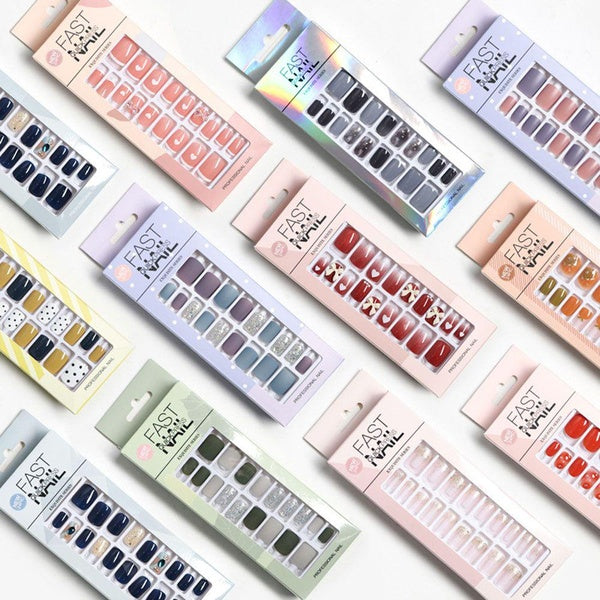 Fake Nails Art Short Ballerina Press on Nails Wearable Fake Nails with Design Manicure Patches Full Cover Nail Tips