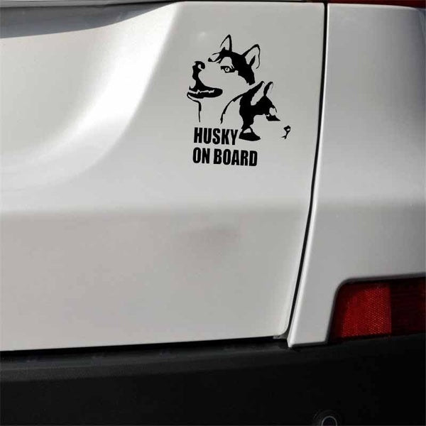 12.5CM*15.2CM HUSKY ON BOARD Car Auto Decals Stickers Vinyl Black Silver C14-0097