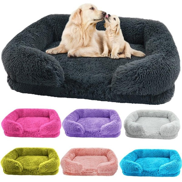 New Winter Rectangular Large Dog Beds Washable Plush Fluffy Dog Cat Bed Mat Pet Cushion Big Medium Kennel House