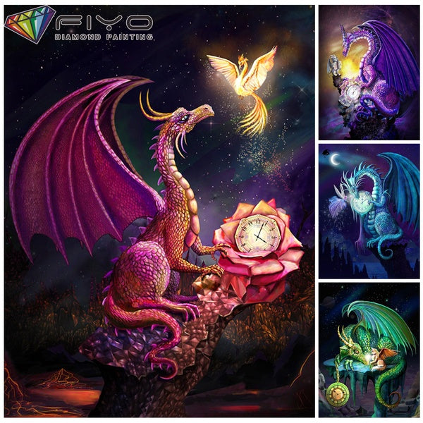 DIY 5D Dargon Diamond Painting Full Drill with Number Kits Home and Kitchen Fashion Crystal Rhinestone Cross Stitch Embroidery Paintings Canvas Pictu