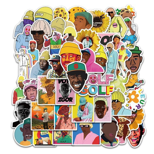 10-50PCS Rapper Singer Tyler The Creator Stickers Cartoon Graffiti Stickers for Luggage Skateboard Guitar Motorcycle Laptop Waterproof Decal Kids Toy