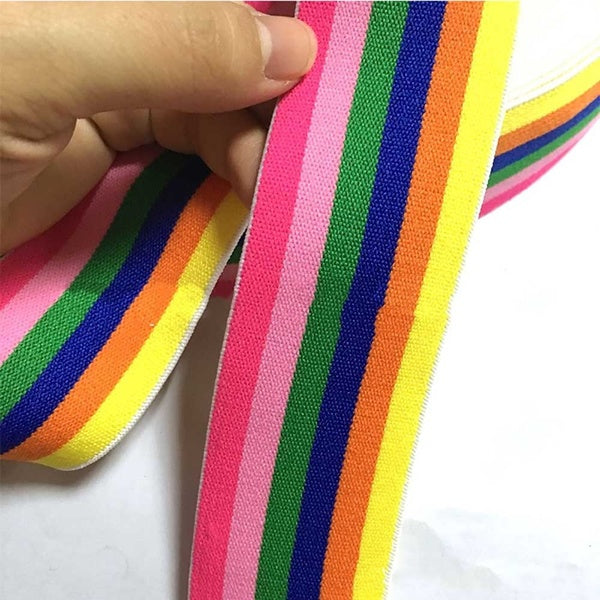 Rainbow Elastic Bands Knit Colorful Stripes Elasticity 2M For Clothing Sewing Accessory Belt Table Skirts Wedding Baby Shower DIY Decoration Supplies