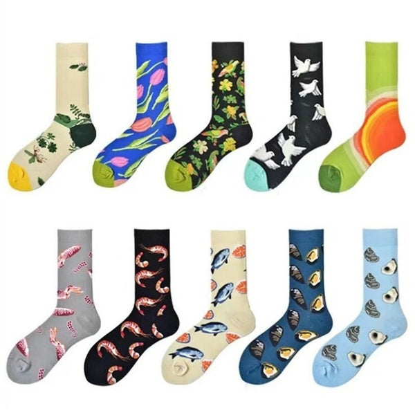 Personality All-Match Scrawl Pattern Cotton Hosiery Socks Fashion Art Printing Knitted Sport Ankle Sock Men Clothing Accessories