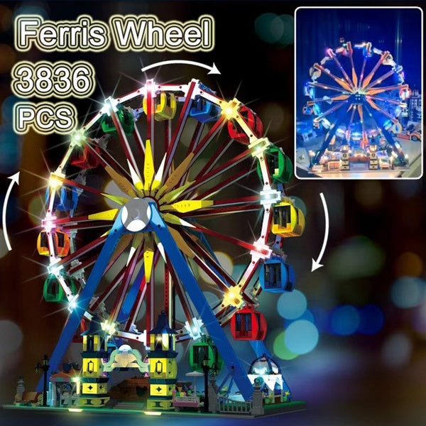 New 11006 3836Pcs App Motorized Ferris Wheel With Light Model 15012 Building Blocks Assembly Kids Christmas Gifts