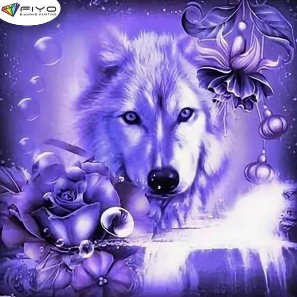 FIYO Wolf DIY 5D Diamond Painting Full Drill with Number Kits Home and Kitchen Fashion Mosaic Diamond Painting Canvas Wall Decoration Gift Crafts for