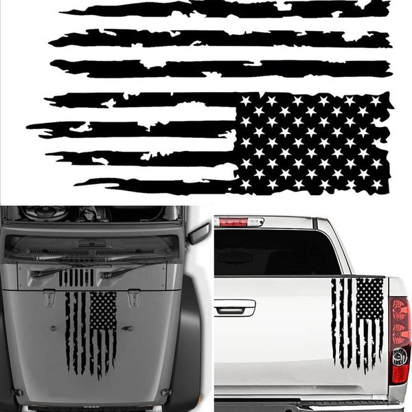 Distressed American Flag Truck Tailgate Vinyl Decal USA Sticker Fits Most Trucks