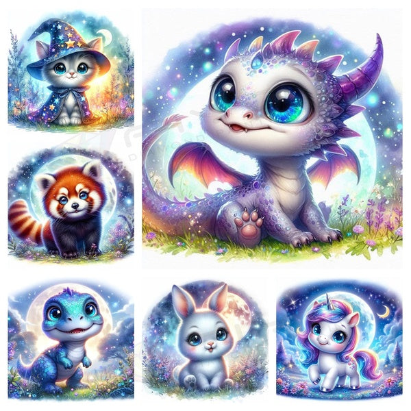 DIY 5D Starry Sky Animals Diamond Painting Full Drill with Number Kits Home and Kitchen Fashion Crystal Rhinestone Cross Stitch Embroidery Paintings