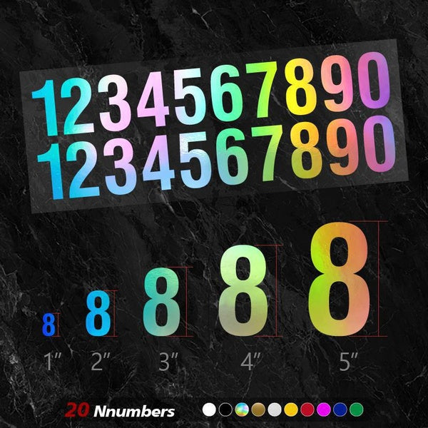 1"~5" 20PCS 0-9 Number Self Adhesive Vinyl Decal Reflective Stickers for Car Zip Code Mobile Phone House Number