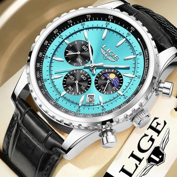 2023 LIGE Mode Date Quartz Hommes Montres Top Marque De Luxe Homme Horloge Chronographe Sport Hommes Montre-Bracelet Relogio Masculino Grand Cadran +