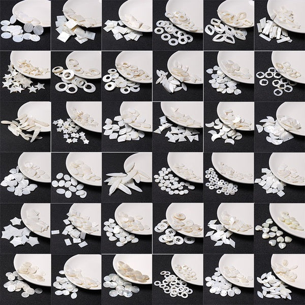 Multiple Natural Shell Mother of Pearl Beads Charms Round White Carved MOP Beads Connectors for Jewelry Making Pendant DIY Craft