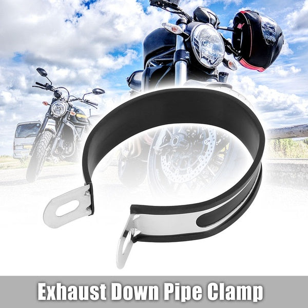 Silver Tone Exhaust Down Pipe Clamp Bracket Fastener Replacement for Motorcycle