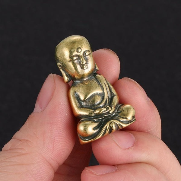Brass monk ornaments Little monk furniture home desktop decoration ornaments copper artifact