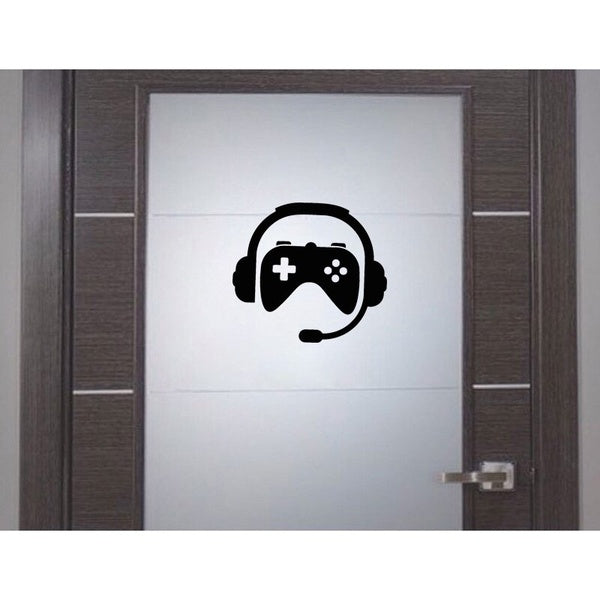 25*23CM Gamer Room Wall Decor Joystick Headphones Stickers Door Decal D1-0048