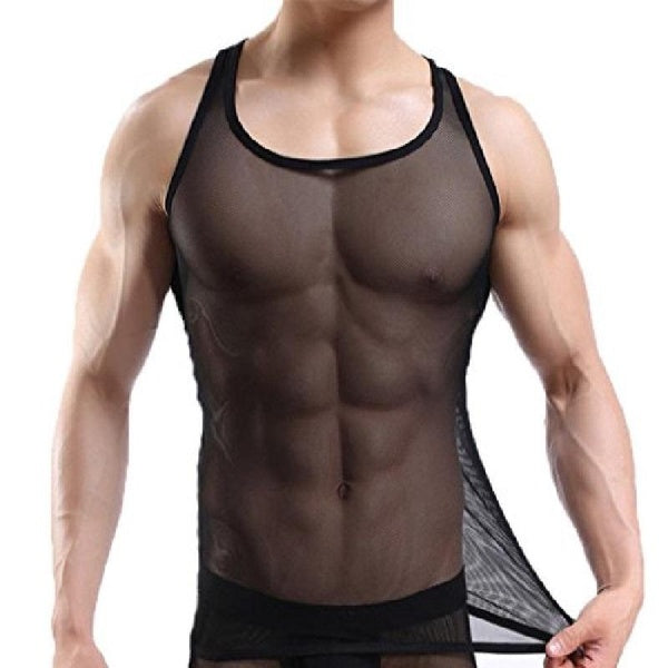 Men's Mesh See Through Tank Top Vest