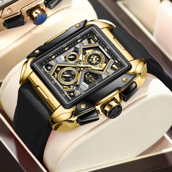 2023 New LIGE Top Marque Hommes Business Casual Montre avec Date, Carré Étanche Sport Quartz Chronographe Horloge Mâle Fahion Montres pour Cadeau Uhr