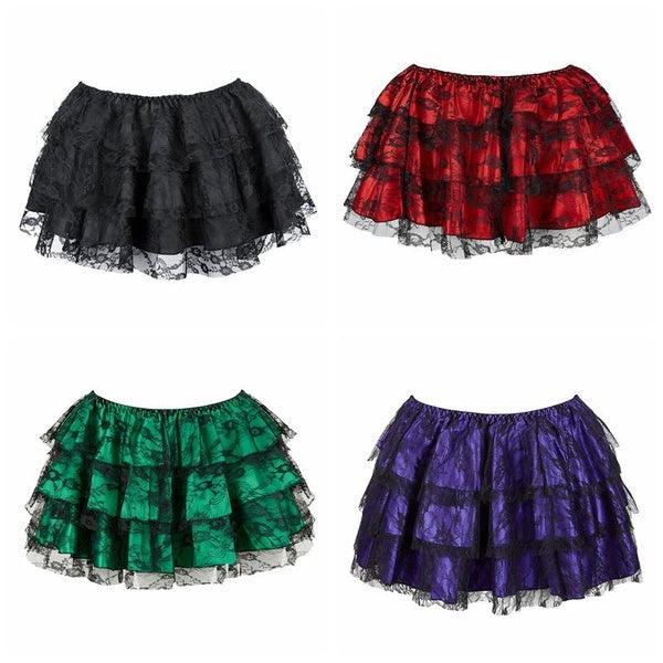 Women Court-style Victorian Ball Dress Lace Skirt Vintage Ballet Bubble Dance Skirts for Cosplay Party