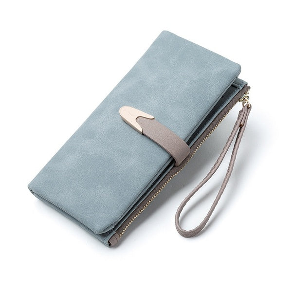 New Women Pu Leather Wallets Female Long Hasp Purses With Strap Phone Wallet Large Capacity Money Bag Coin Card Holders Clutch