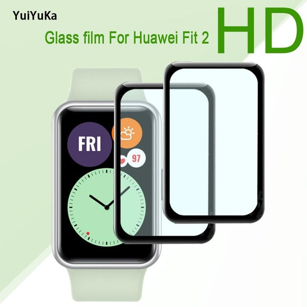 YuiYuKa Glass Film Screen Protector For Huawei Fit 2 Watch Smartwatch Soft 9D HD Curved Full Tempered Cover Fit2 Accessories for Huawei Watch Fit 2