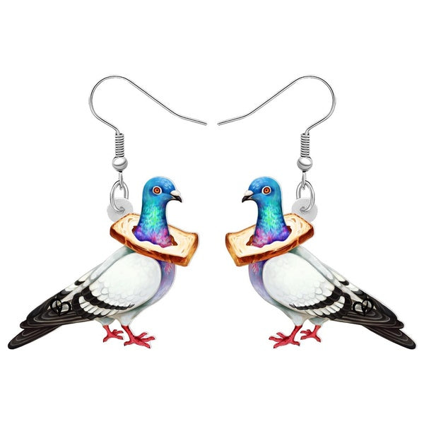 Acrylic Funny Toast Bread Pigeon Bird Drop Dangle Animal Earrings Gifts Party Favors For Women Kids Charms Jewelry