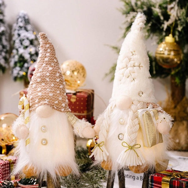 1PC Christmas Decorations with LED Fairy Lights, Xmas Gnomes Plush Ornaments Sequin Faceless Elf Lamp, Santa Elf Dolls Lighting for Nordic Xmas Tree