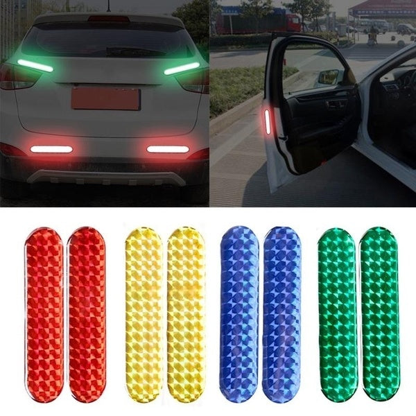 2pcs Car Reflective Sticker Traffic Warning Mark Reflective Strip Tape Luminous Car-styling Safety Bumper Decals Auto Decor