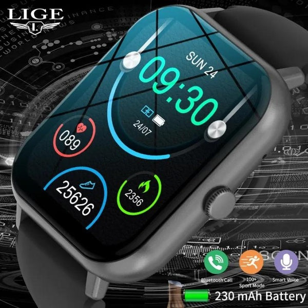 LIGE AMOLED HD écran montre pour hommes nouveau Bluetooth appel 2024 sport fréquence cardiaque pression artérielle Fitness Tracker étanche mode affai