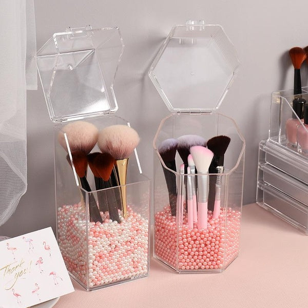 Transparent Acrylic Makeup Brush Holder Makeup Organizer Cosmetic Holder Desk Container Table Makeup Storage Box