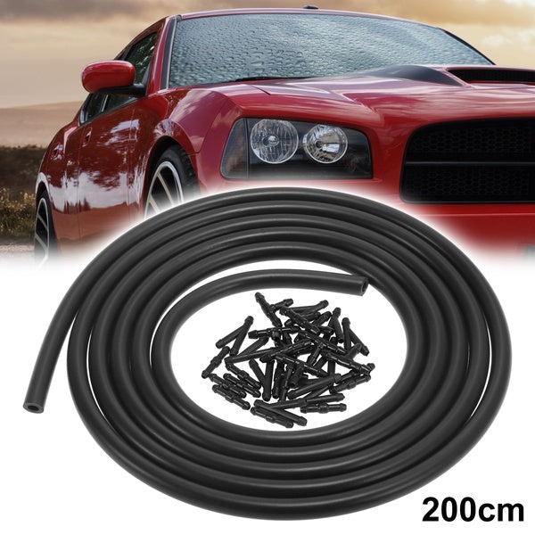 Universal Car Windshield Washer Hose Kit 200cm 6.5ft Windshield Washer Nozzle Hose with Connectors