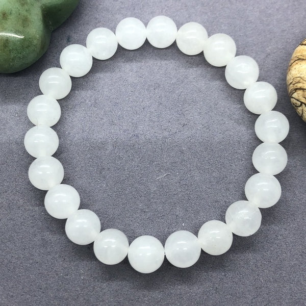 Natural White Chrysoprase Jade Beckite Beads Bracelet Gift Charms 6-12mm