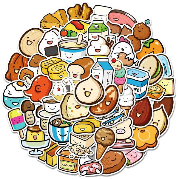 Lot de 50 autocollants imperméables en forme de dessin animé pour scrapbooking et estampage, pour ordinateur portable, porte de garage, réfrigérateur