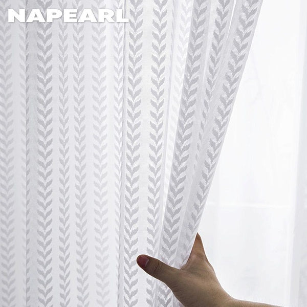 1PC NAPEARL Modern Style White Sheer Tulle Voile Window Curtains for Kitchen Living Room Balcony Home Decoration