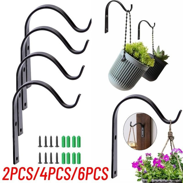 Lot de 2-4-6 crochets muraux en fer rustique pour lanternes, manteaux, appliques en pot Mason, crochets en métal robustes pour suspensions de plantes