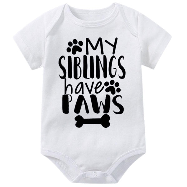 My Siblings Have Paws Baby Onesies,Dog and Cat Lovers Novelty Gifts,Infant One-piece for Baby Boys Girls,Baby Bodysuit Short Sleeve Jumpsuit Rompers,