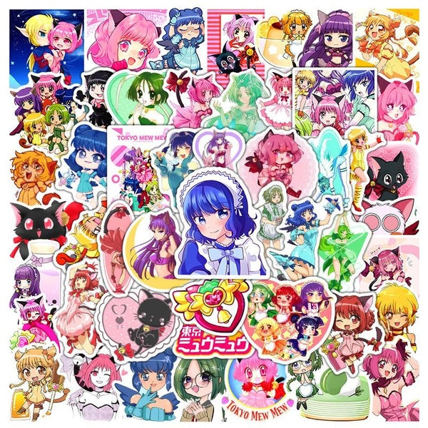 10-50Pcs Kawaii Animation Tokyo Mew Mew Sticker Momomiya Ichigo Graffiti Stickers for DIY Luggage Laptop Skateboard Motorcycle Bicycle Stickers