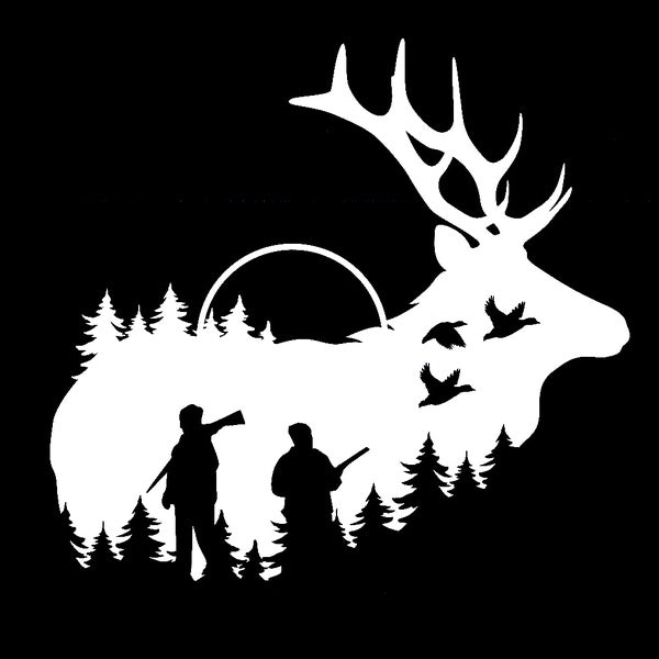 2PCS Set 16cm Hunting Season Duck Dog Wild Duck Deer Hunting Dog Laser Colorful Vinyl Decal Sticker Car Bumper Sticker Car Stickers