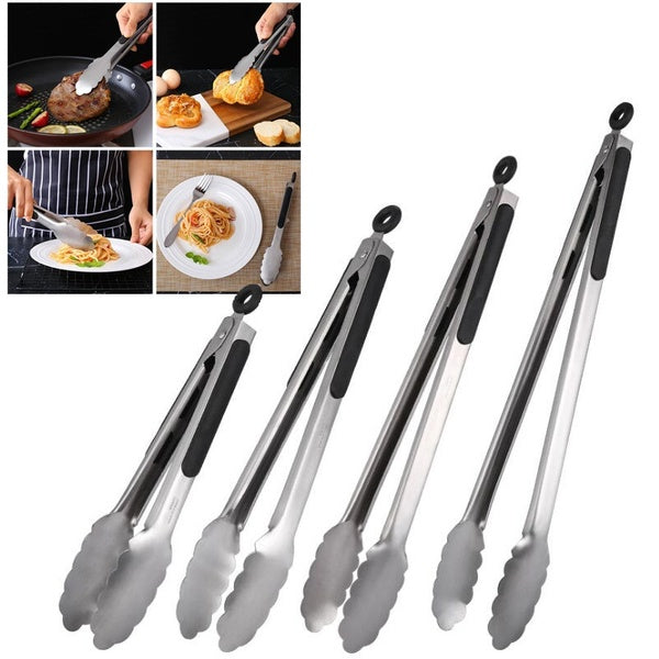 Stainless Steel Food Tongs for Kitchen Cooking 9-12-14-16 Inch Non Slip BBQ Grill Tongs Kitchen Utensil Accessories