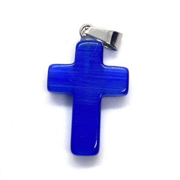 18mm * 25mm Saphir Agate Pierre Naturelle Charms Croix Pendentif pour la Fabrication de Bijoux