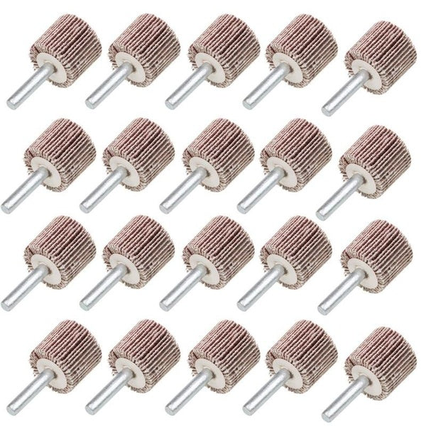 Lot de 5-10-20 ponceuses à lamelles abrasives, 1" x 1" x 1-4" à tige, meules à lamelles montées, grain 80, en oxyde d'aluminium, pour l'élimination d