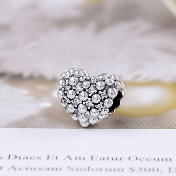 2021 nouvelle perle de charme de coeur étincelant perlé en argent Sterling 925 convient aux bracelets de bijoux à bricoler soi-même européens